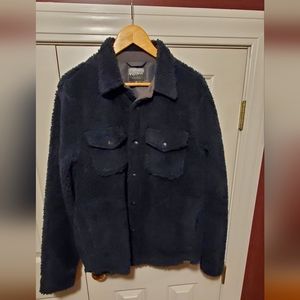 JCrew Nordic Sherpa Fleece Shirt Jacket, Dark Indigo